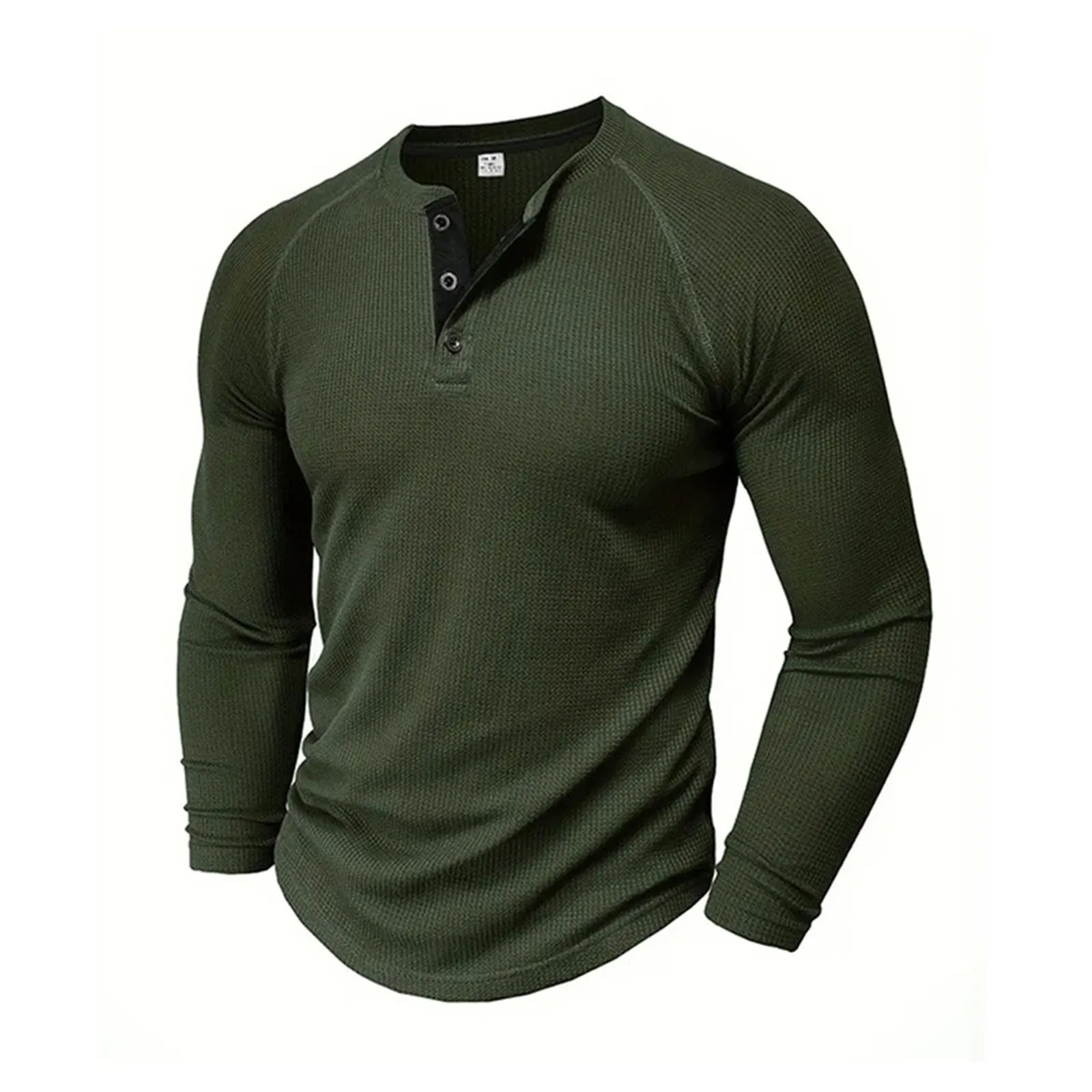 Mymyguoe Maglietta Henley da Uomo con Bottoni Magliette a Maniche Lunghe Felpe Magliette in Lino a Maniche Lunghe Polo Abbigliamento Sportivo Canottiera Maglia Funzionale Escursionismo Outdoor Sport - immagine 3