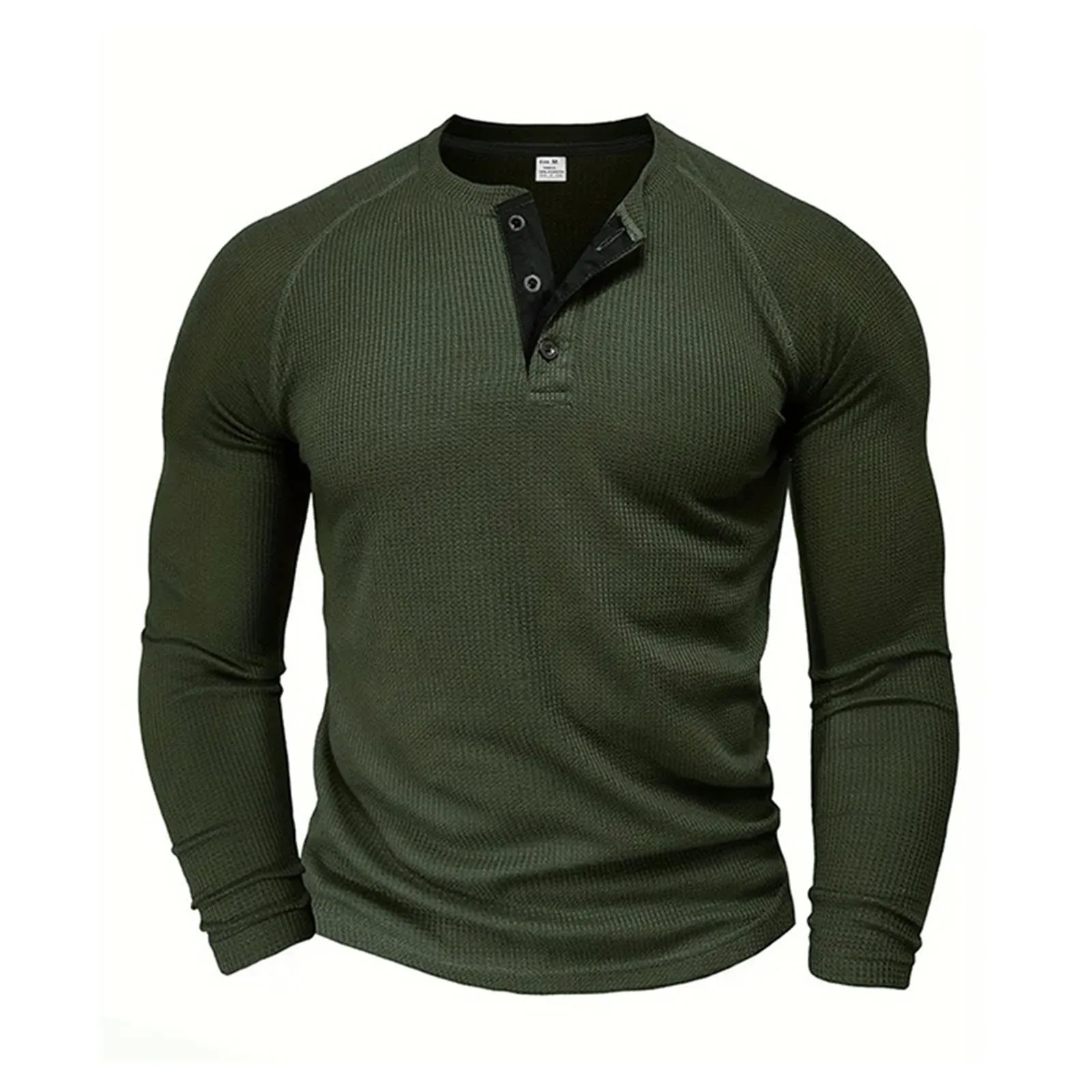 Mymyguoe Henley - Maglietta da uomo con bottoni, a maniche lunghe, felpe, magliette in lino, a maniche lunghe, polo, abbigliamento sportivo, canottiera, maglia funzionale, escursionismo, sport - immagine 1