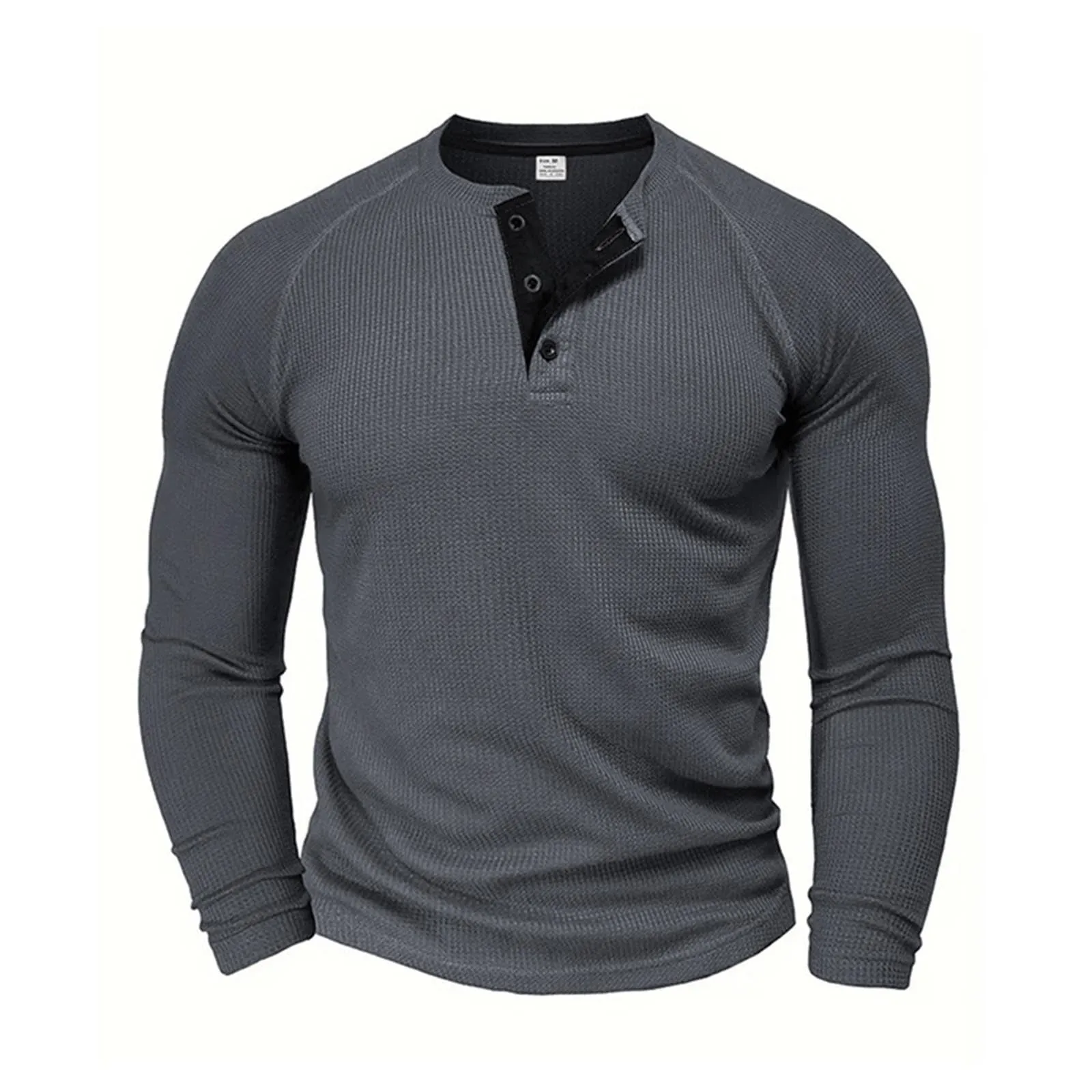Mymyguoe Henley - Maglietta da uomo con bottoni, magliette a maniche lunghe, felpe, t-shirt in lino, polo a maniche lunghe, abbigliamento sportivo, canottiera, maglia funzionale, escursionismo, sport - immagine 1
