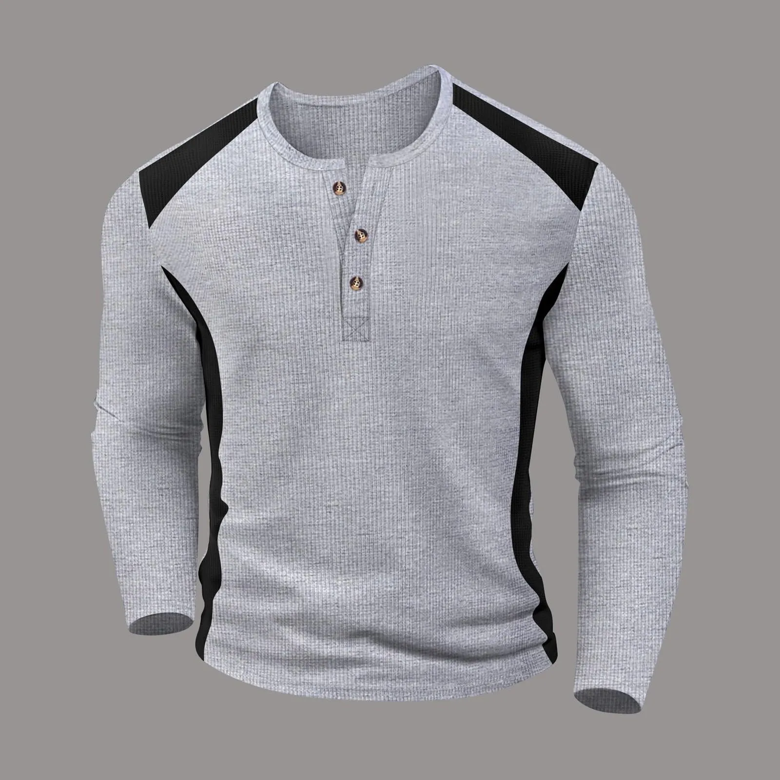 Mymyguoe Henley - Maglietta da uomo con bottoni, a maniche lunghe, felpe, magliette in lino, a maniche lunghe, polo, abbigliamento sportivo, canottiera, maglia funzionale, escursionismo, sport - immagine 4