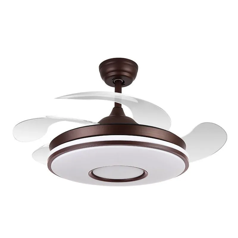 Ventilatore da Soffitto con Luce Fabrilamp Dani 32W Pale Retrattili Marrone Telecomando Timer - immagine 1