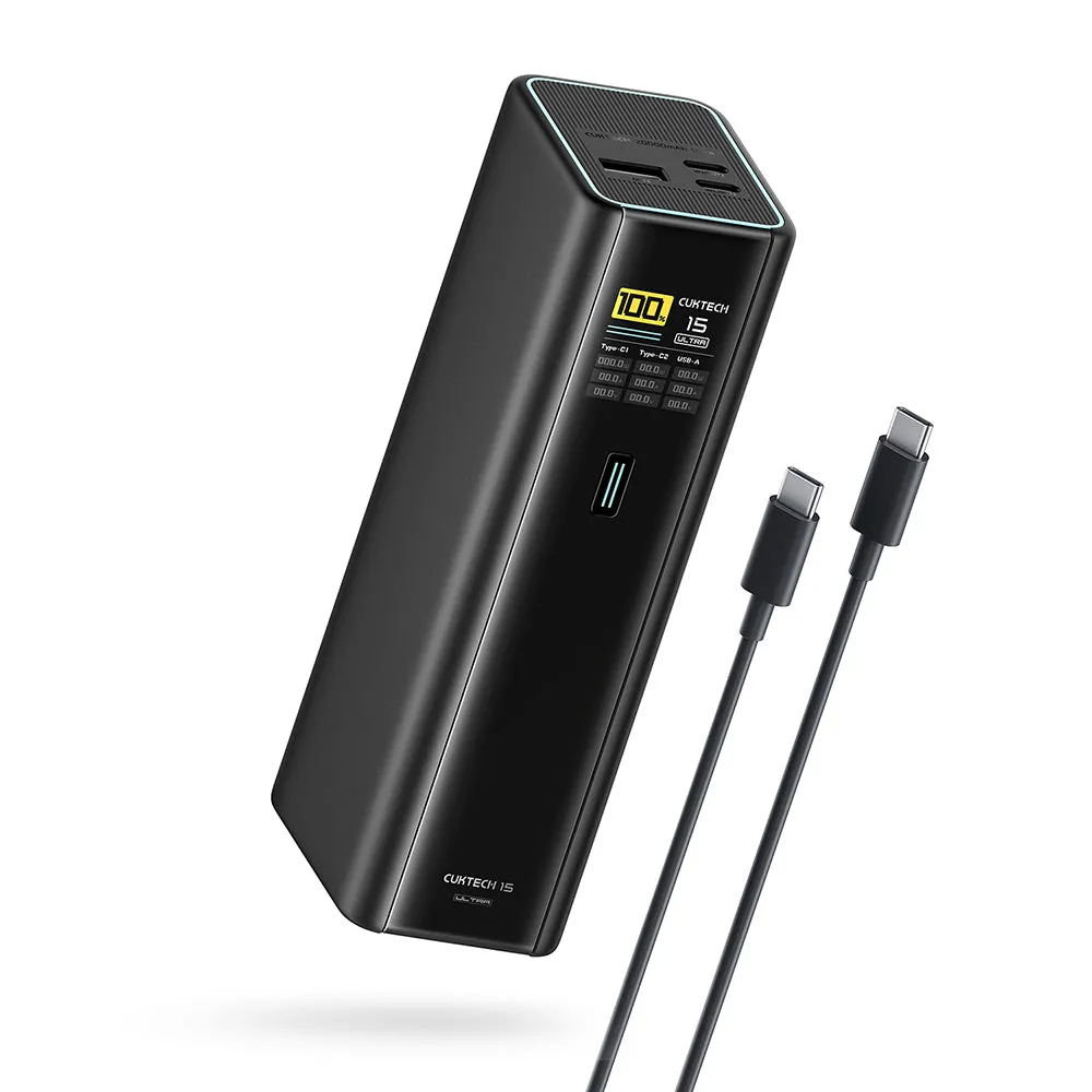 Power bank Cuktech PB200U, 20000 mAh, 210 W, QC + PD, 1 x USB-A - 2 x USB-C, bianco CKPB200UGLGR - immagine 1