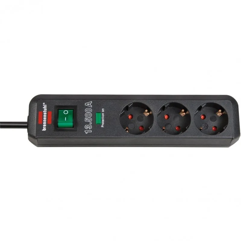 Brennenstuhl 1158820315 prolunghe e multiple 1,5 m 3 presa(e) AC Nero, Verde - immagine 1