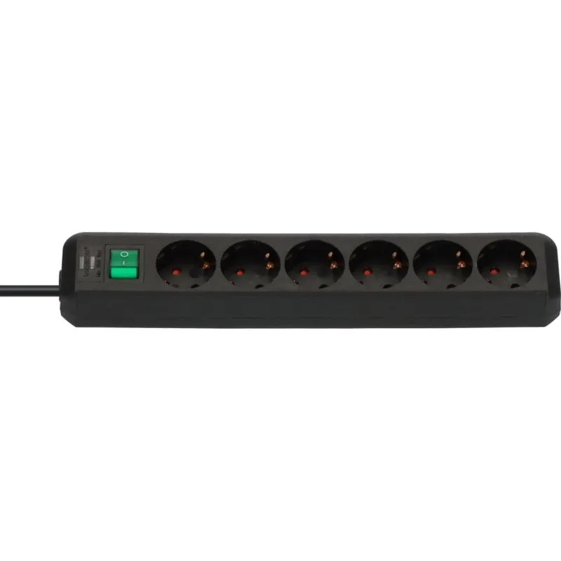 Brennenstuhl Eco-Line Multipresa con 6 prese e interruttore 3m Nero - immagine 1