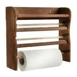 Porta rotolo triplo con carta a parete (33x9x29cm) Tinto legno scuro 151 - immagine 1