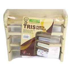 Porta rotolo triplo con carta a parete (33x9x29cm) Naturale 151 - immagine 1