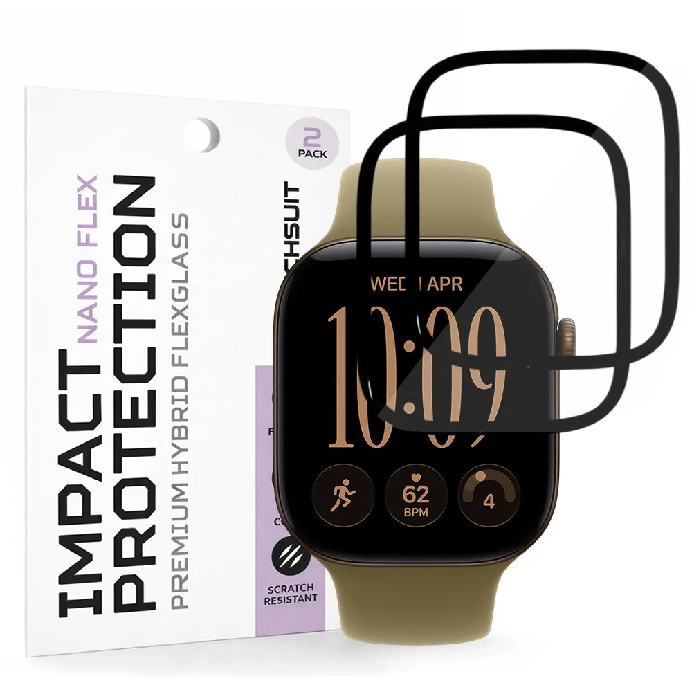 Pellicola protettiva Techsuit Nano Flex per Apple Watch Series 12 42 mm, plastica, set da 2 pezzi, nera - immagine 1