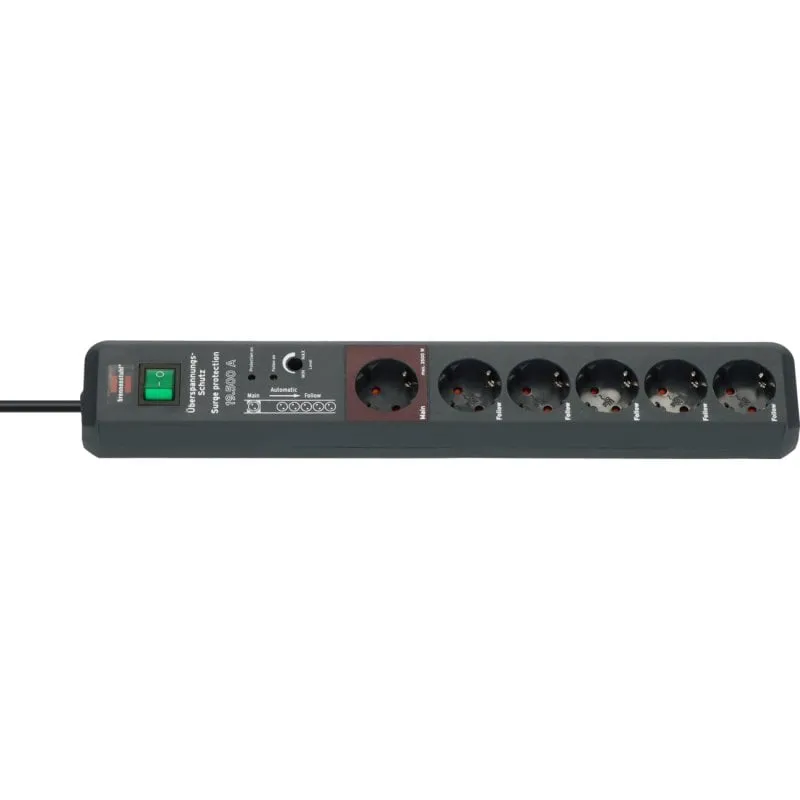 Brennenstuhl Secure-Tec Presa multipla con 6 prese di corrente protegge dalle sovratensioni 3 m antracite - immagine 1