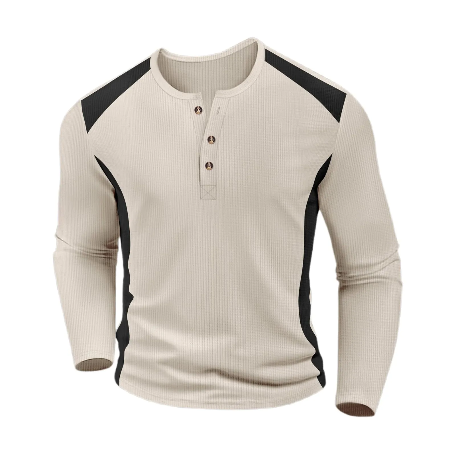 Mymyguoe Henley - Maglietta da uomo con bottoni, a maniche lunghe, felpe, magliette in lino, a maniche lunghe, polo, abbigliamento sportivo, canottiera, maglia funzionale, escursionismo, sport - immagine 3