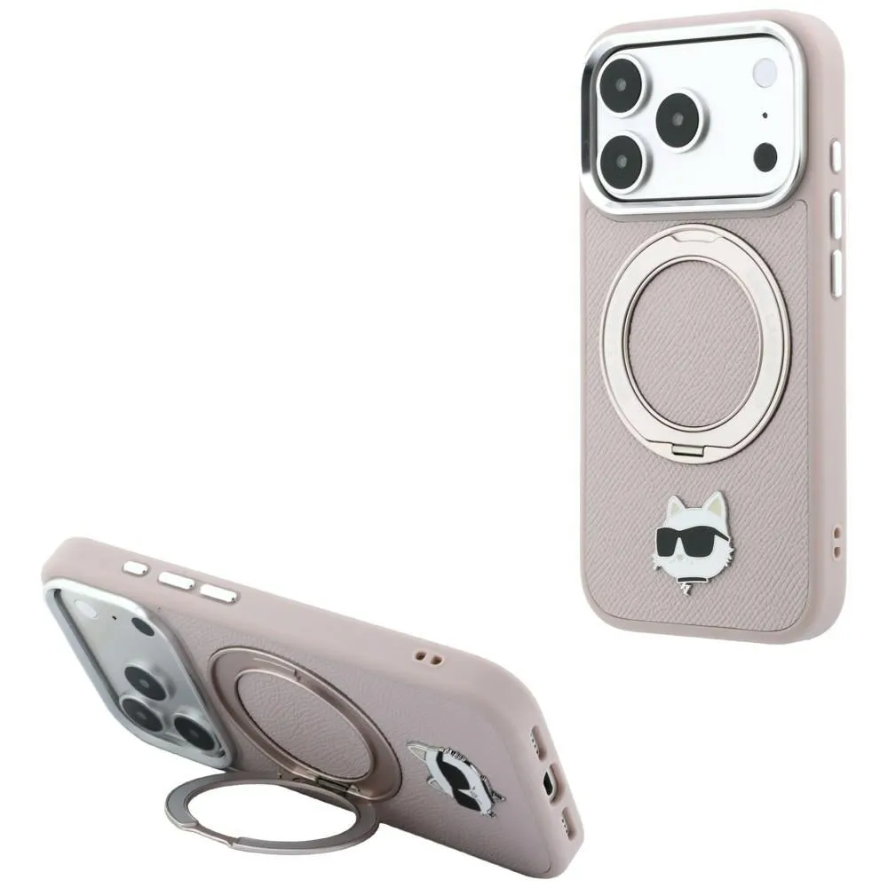 Custodia MagSafe per Apple iPhone 18 Pro / 17 Pro, Karl Lagerfeld, Ring Stand 360 Choupette Pin, rosa - immagine 1