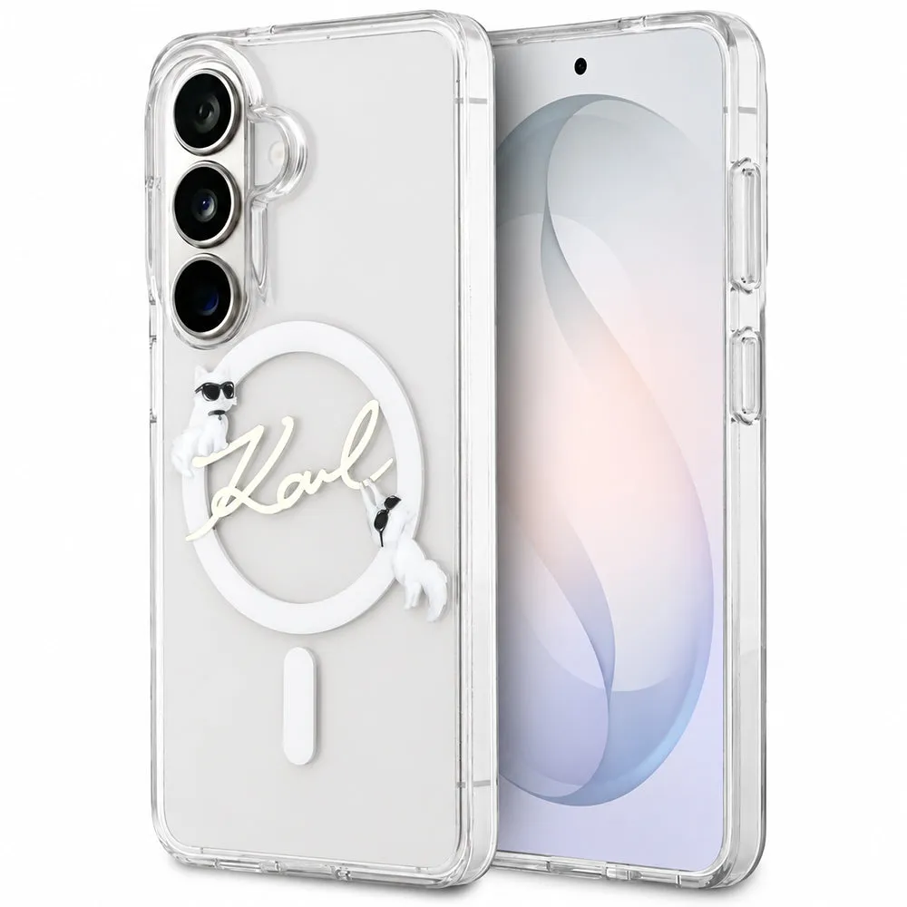 Custodia MagSafe per Samsung Galaxy S26 FE S741, Karl Lagerfeld, IML Choupette Karl Script Logo, trasparente - immagine 1