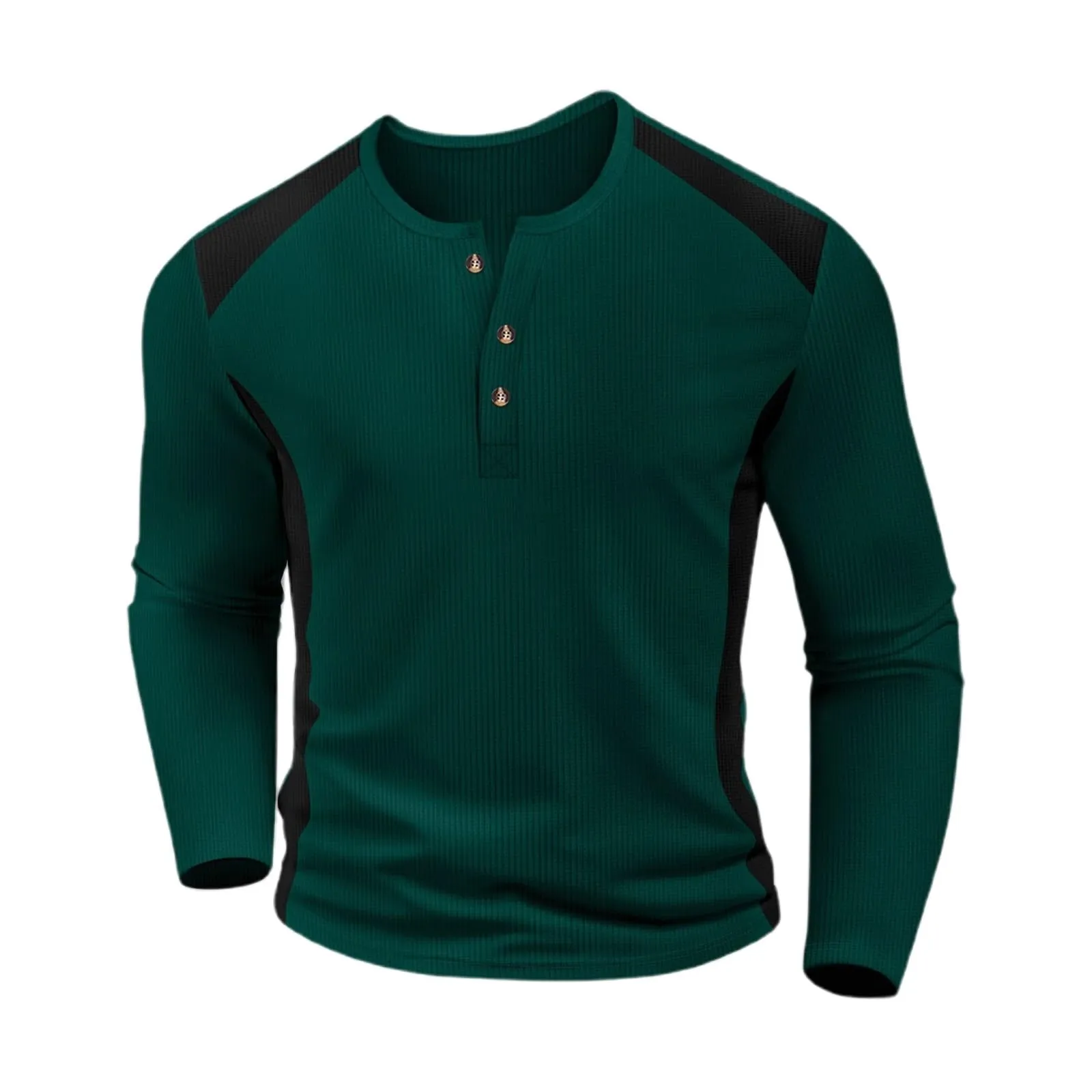 Mymyguoe Henley - Maglietta da uomo con bottoni, magliette a maniche lunghe, felpe, t-shirt in lino, polo a maniche lunghe, abbigliamento sportivo, canottiera, maglia funzionale, escursionismo, sport - immagine 2