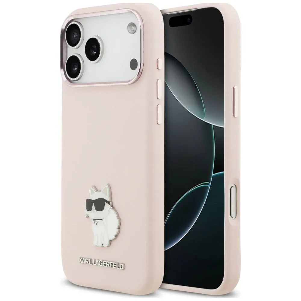Custodia per Apple iPhone 18 Pro Max / 17 Pro Max, Karl Lagerfeld, Choupette Metal Pin, Rosa - immagine 1