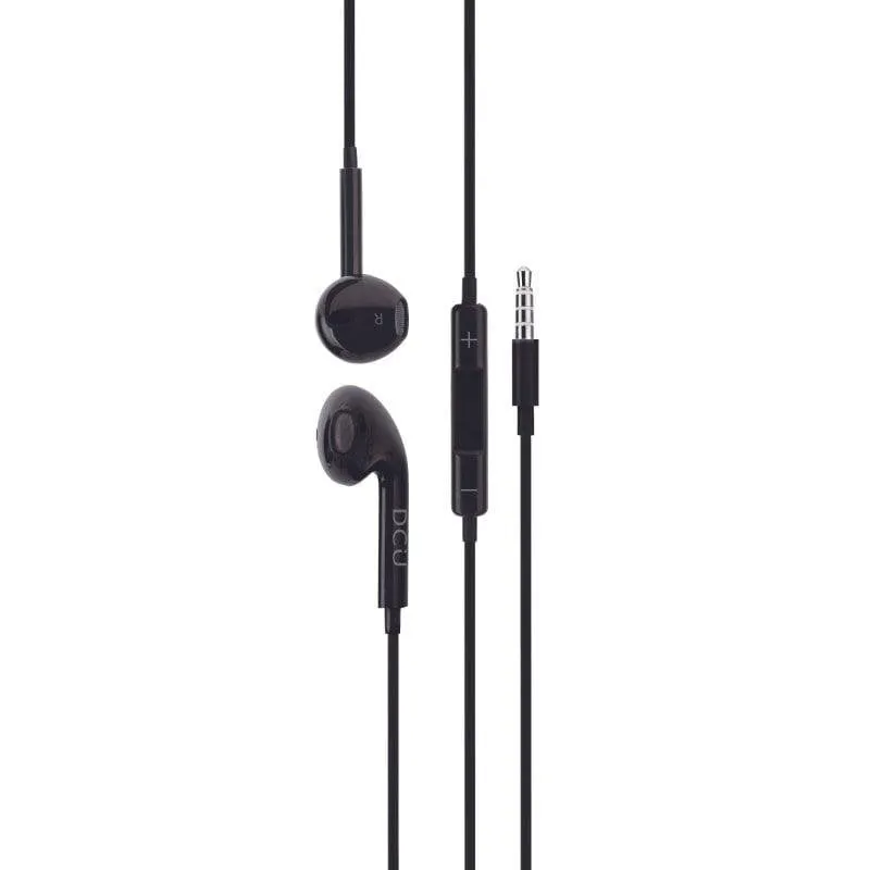 Auricolari DCU Tecnologic 34151001 con filo, compatibili Apple/PC, microfono e controllo volume, neri - immagine 1