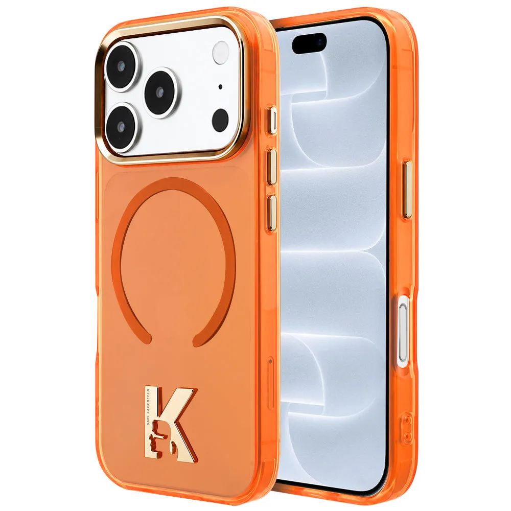 Custodia MagSafe per Apple iPhone 18 Pro / 17 Pro, Karl Lagerfeld, IML Karl Head Logo, arancione - immagine 1