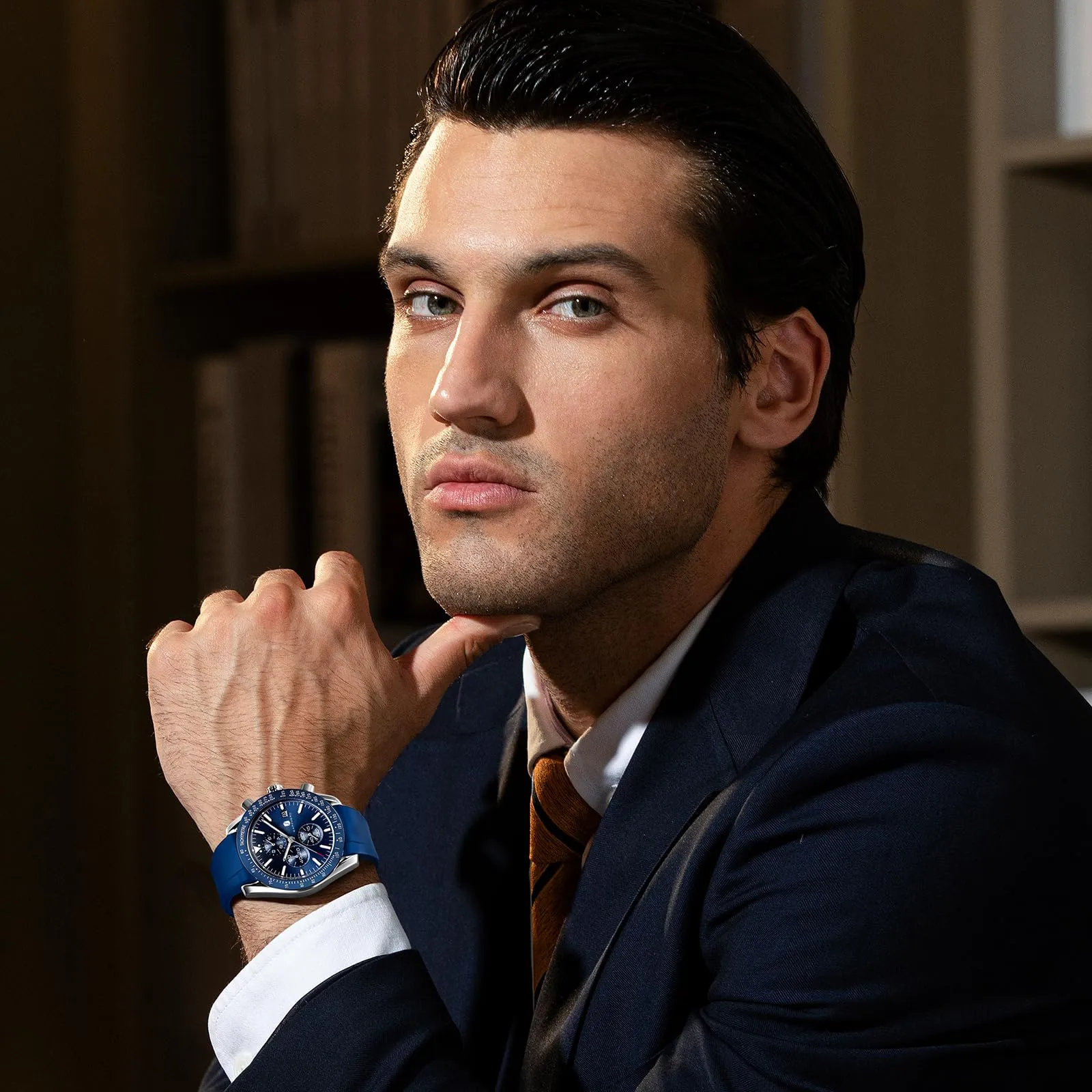 BENYAR BY Orologio Uomo Cronografo Analogico al Quarzo Impermeabile Luminoso Designer Orologi Cinturino Pelle Orologio Regalo per Uomo - immagine 2