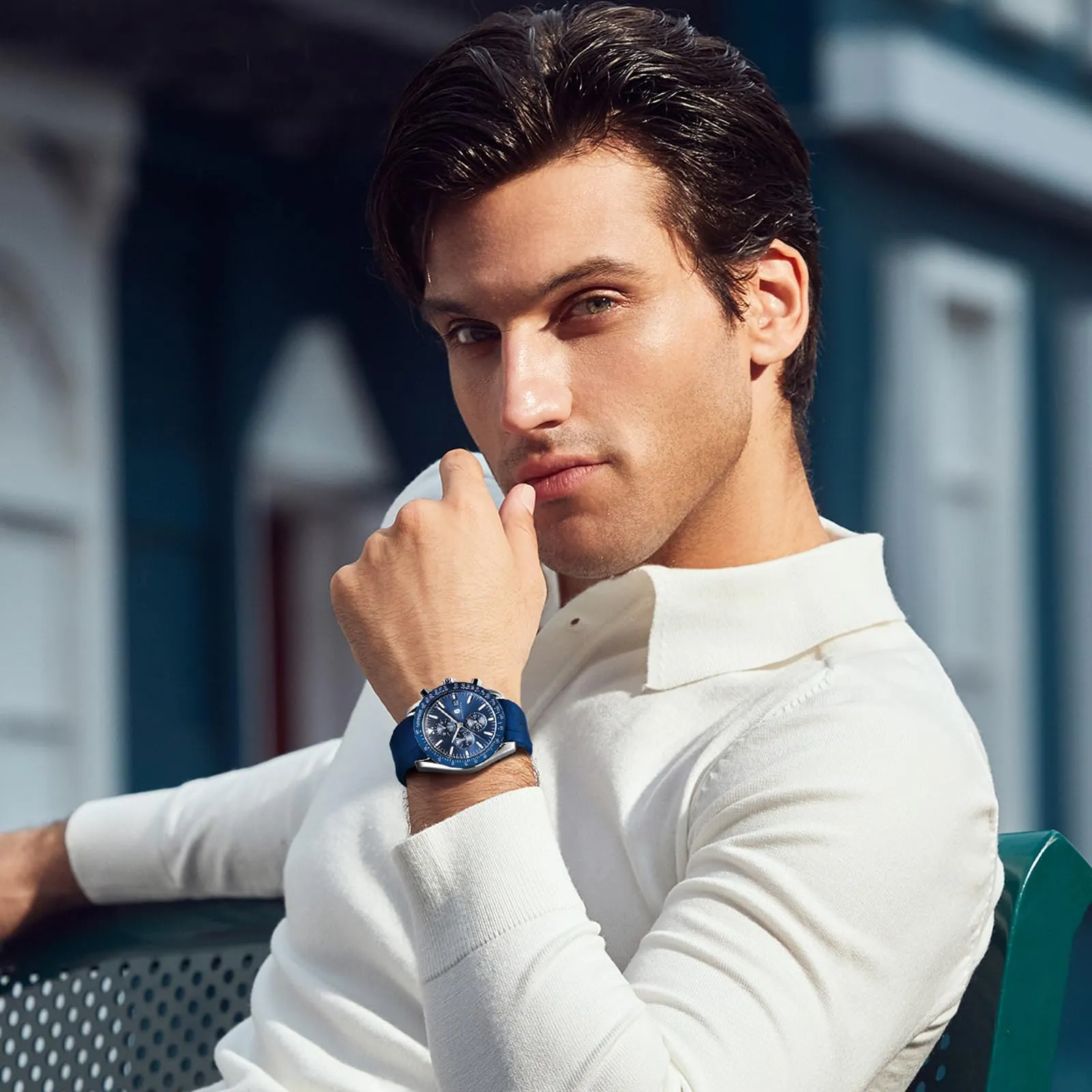 BENYAR BY Orologio Uomo Cronografo Analogico al Quarzo Impermeabile Luminoso Designer Orologi Cinturino Pelle Orologio Regalo per Uomo - immagine 3