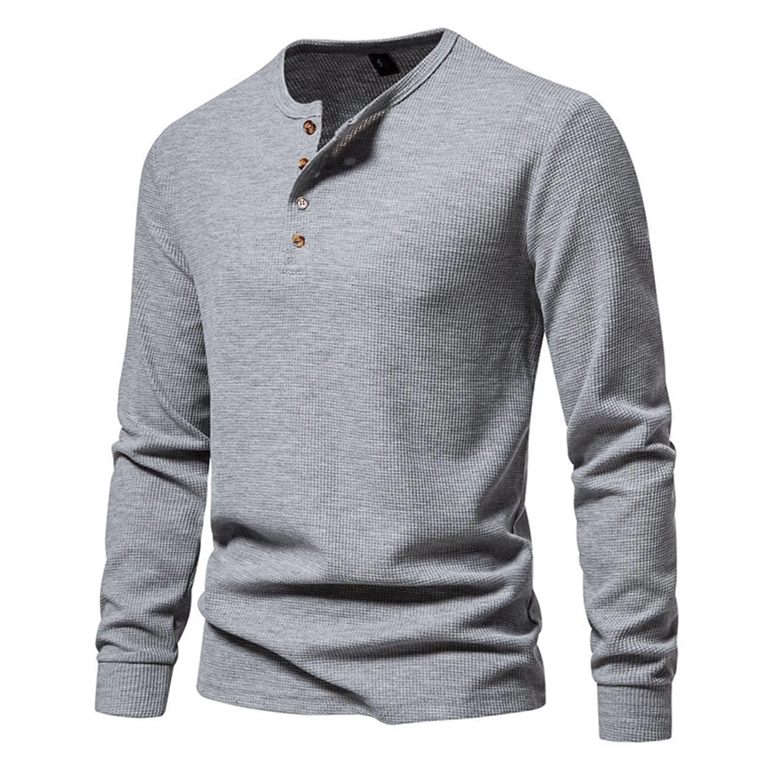 Mymyguoe Henley - Maglietta da uomo con bottoni, a maniche lunghe, felpe, magliette in lino a maniche lunghe, polo, abbigliamento sportivo, canottiera, maglia funzionale, escursionismo, sport all'aria - immagine 1