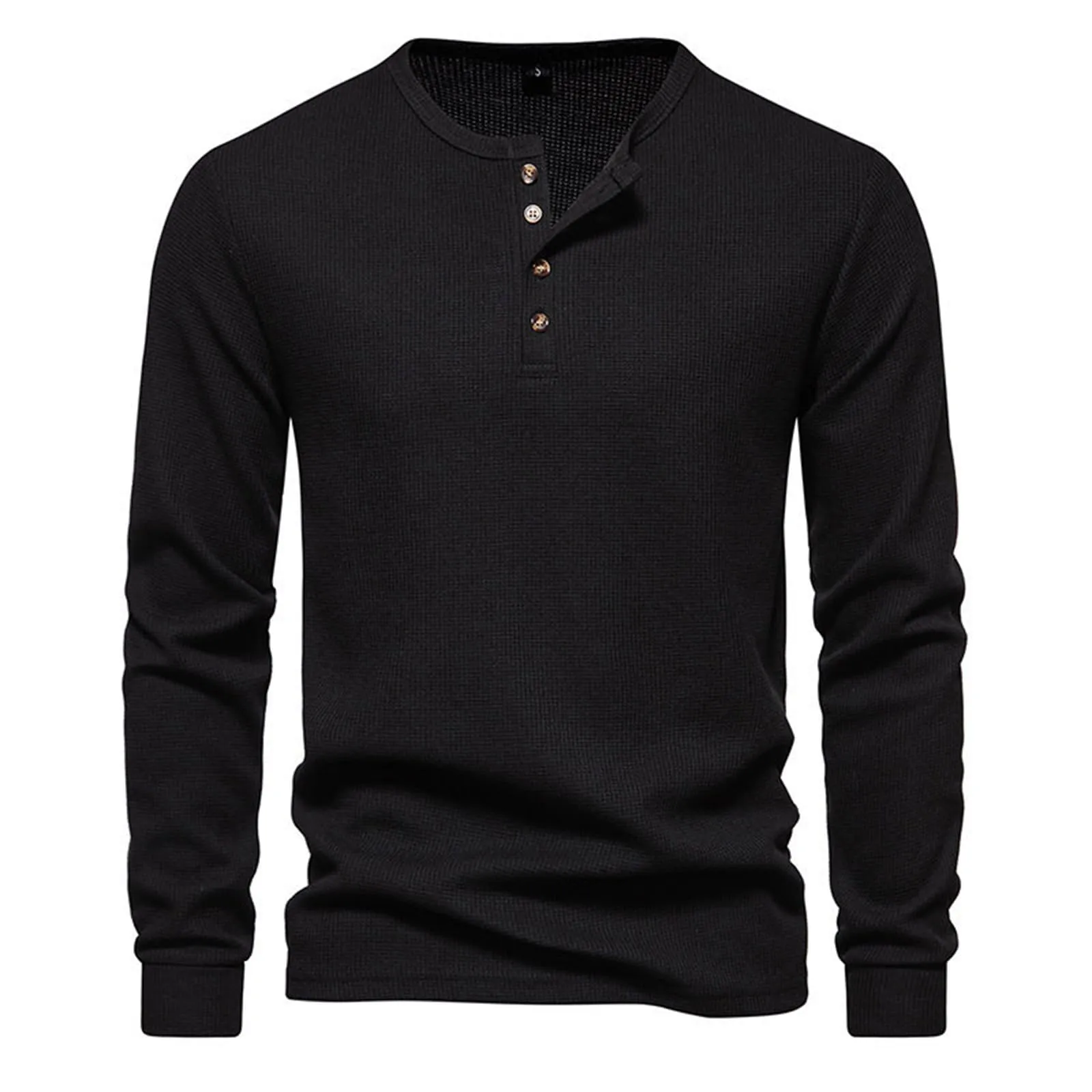 Mymyguoe Henley - Maglietta da uomo con bottoni, magliette a maniche lunghe, felpe, t-shirt in lino, polo a maniche lunghe, abbigliamento sportivo, canottiera, maglia funzionale, escursionismo, sport - immagine 3