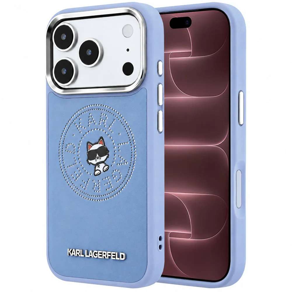 Custodia MagSafe per Apple iPhone 18 Pro Max / 17 Pro Max, Karl Lagerfeld, Point and Choupette Sketch, blu - immagine 1