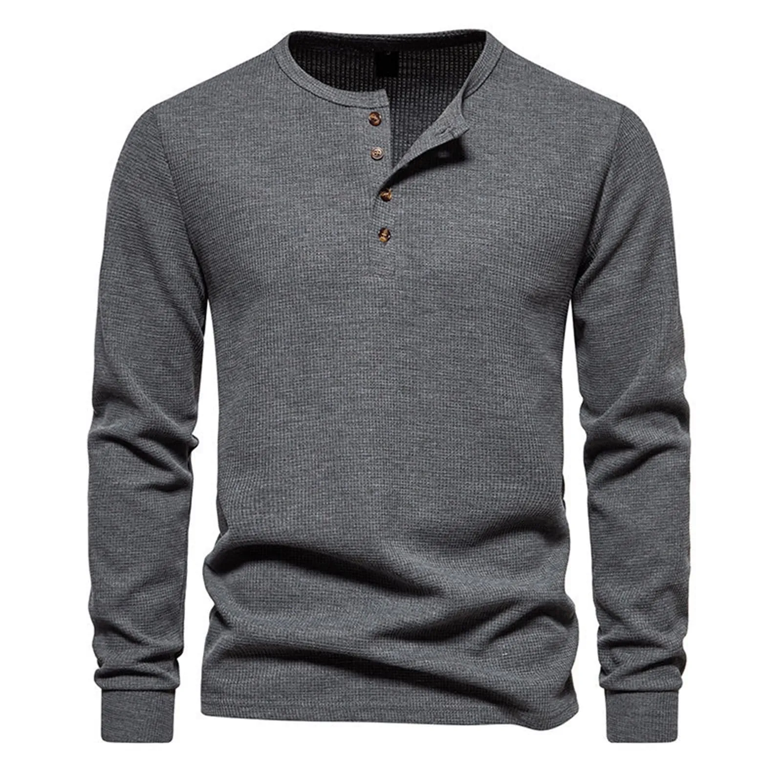 Mymyguoe Henley - Maglietta da uomo con bottoni, a maniche lunghe, felpe, magliette in lino a maniche lunghe, polo, abbigliamento sportivo, canottiera, maglia funzionale, escursionismo, sport all'aria - immagine 2