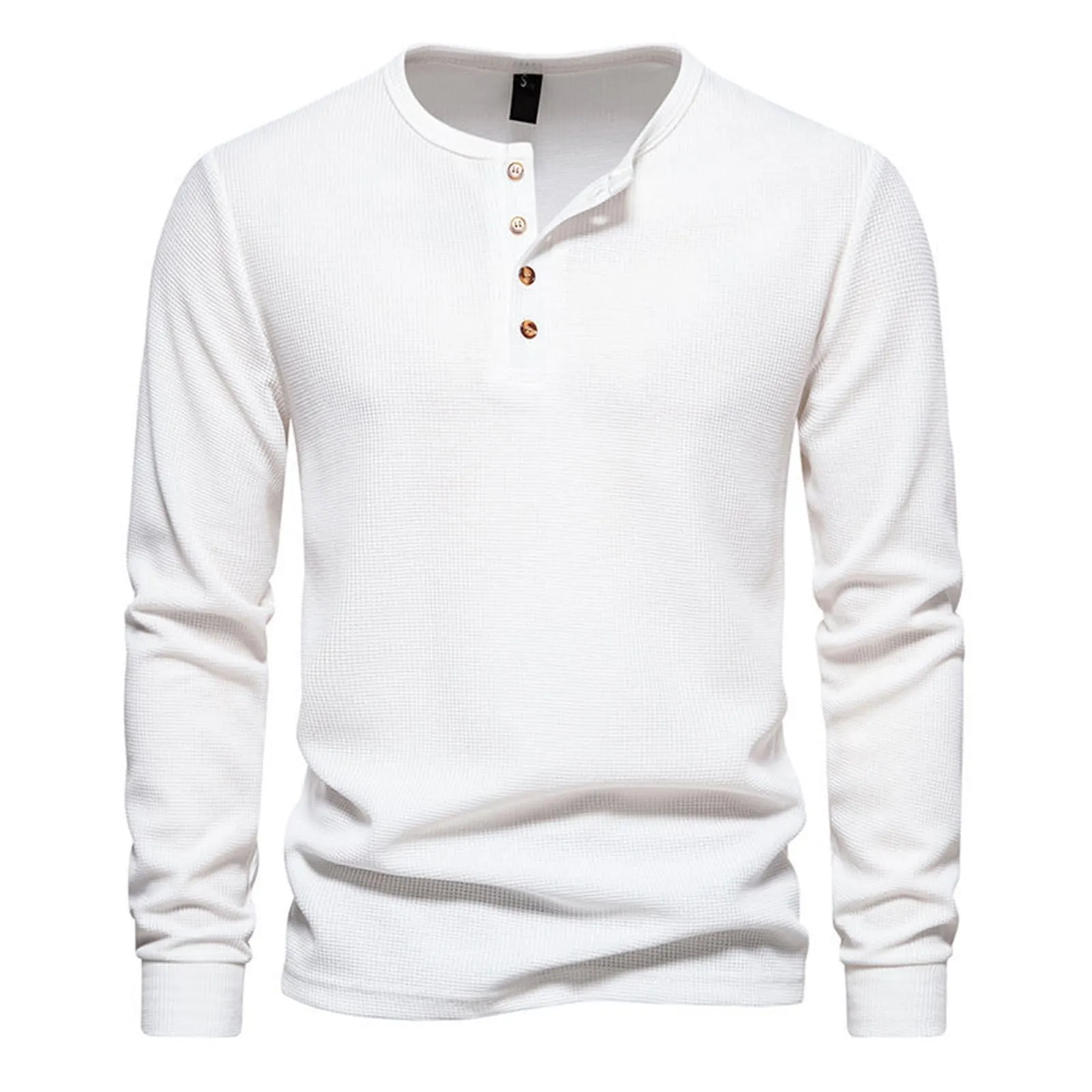 Mymyguoe Henley - Maglietta da uomo con bottoni, magliette a maniche lunghe, felpe, t-shirt in lino a maniche lunghe, polo, abbigliamento sportivo, canottiera, maglia funzionale, escursionismo, sport - immagine 2