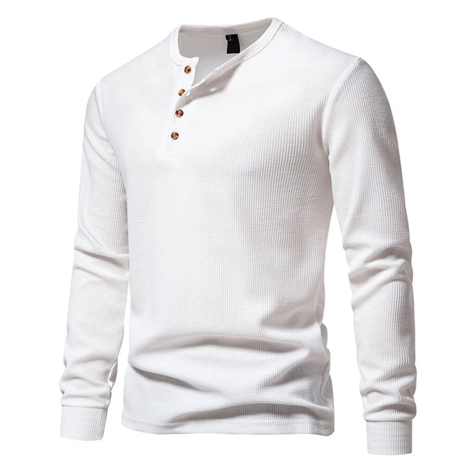 Mymyguoe Henley - Maglietta da uomo con bottoni, magliette a maniche lunghe, felpe, t-shirt in lino a maniche lunghe, polo, abbigliamento sportivo, canottiera, maglia funzionale, escursionismo, sport - immagine 1