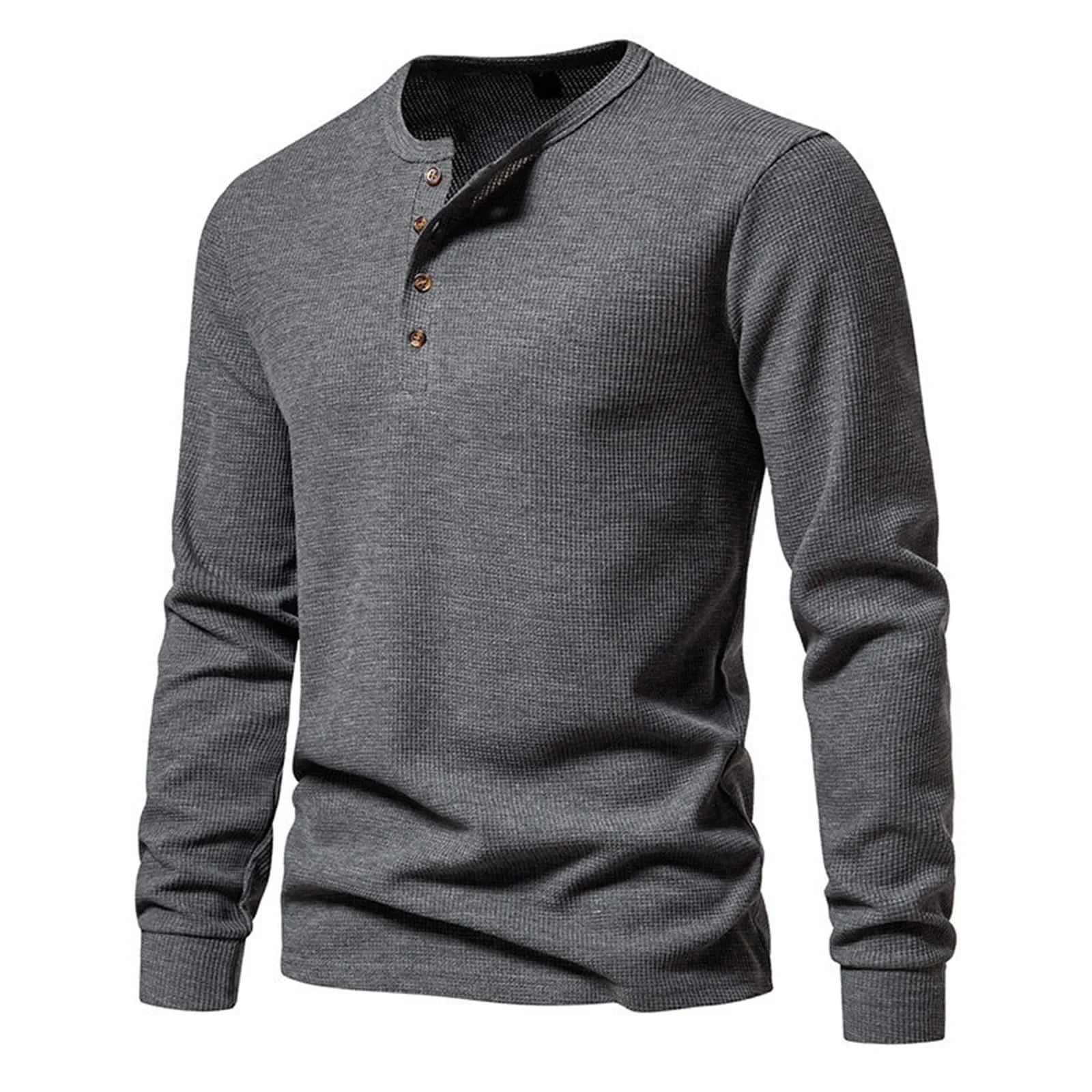 Mymyguoe Henley - Maglietta da uomo con bottoni, a maniche lunghe, felpe, magliette in lino a maniche lunghe, polo, abbigliamento sportivo, canottiera, maglia funzionale, escursionismo, sport all'aria - immagine 1