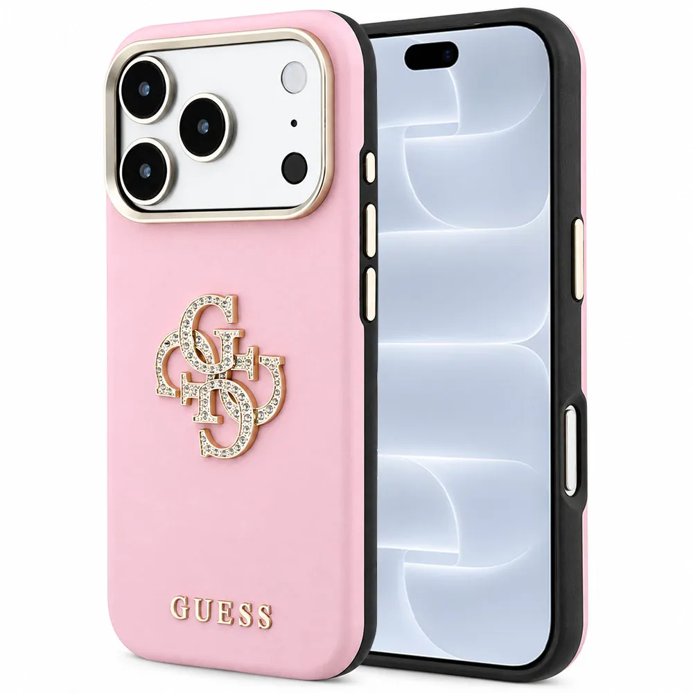 Custodia per Apple iPhone 18 Pro / 17 Pro, Guess, Smooth Big Strass Logo, rosa - immagine 1