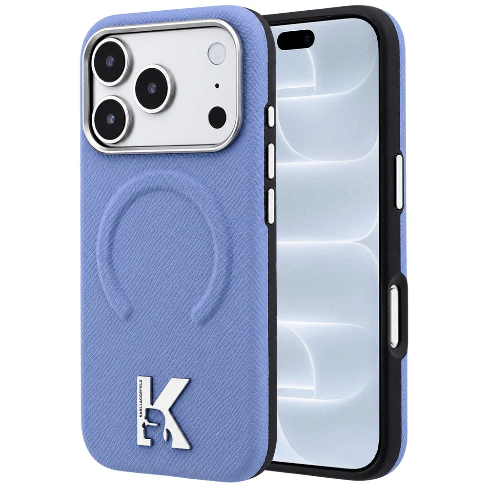 Custodia MagSafe per Apple iPhone 18 Pro / 17 Pro, Karl Lagerfeld, Grained Embossed Ring, blu - immagine 1