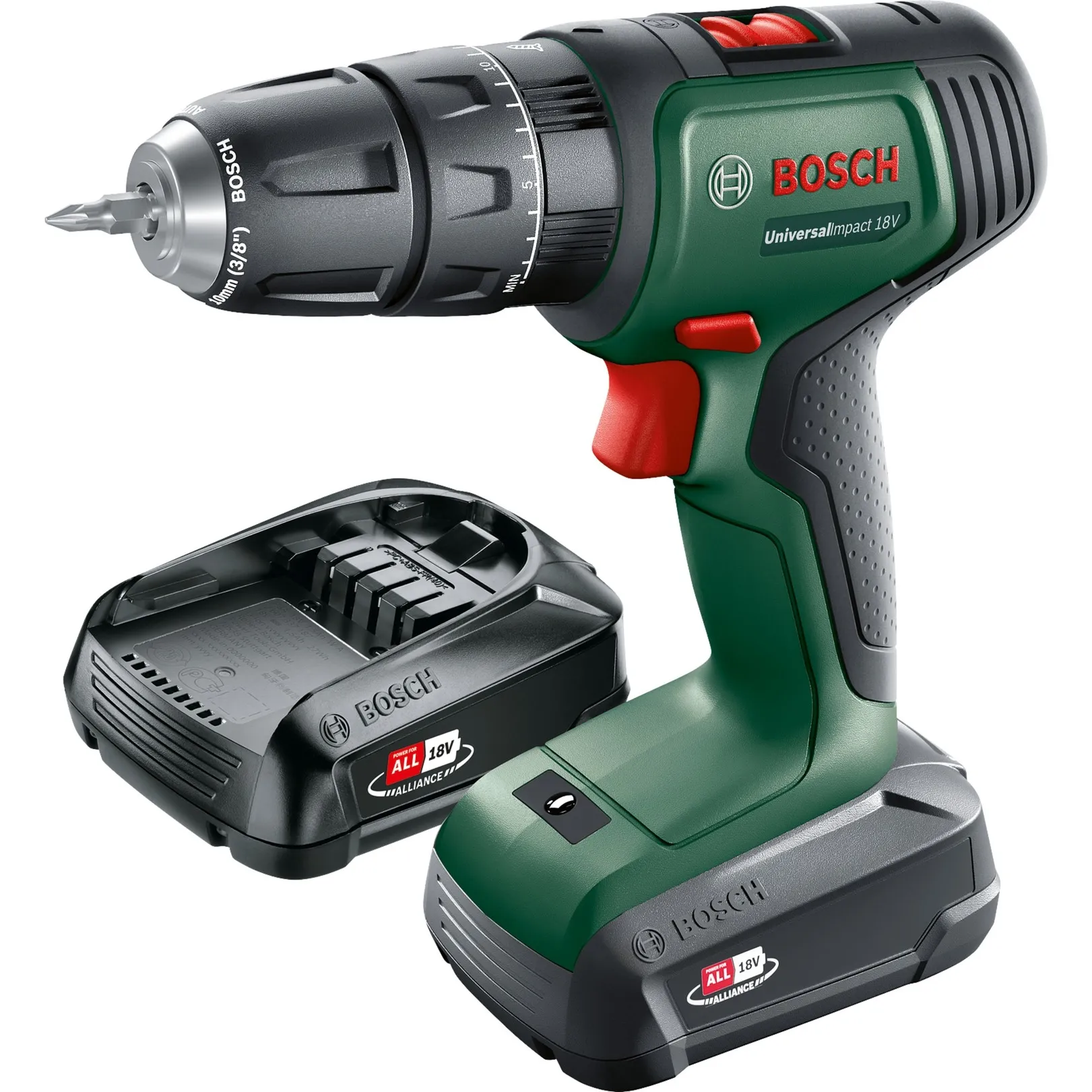 UniversalImpact 18V 1450 Giri/min Senza chiave 1,3 kg Nero, Verde, Rosso, Trapano avvitatore - immagine 1