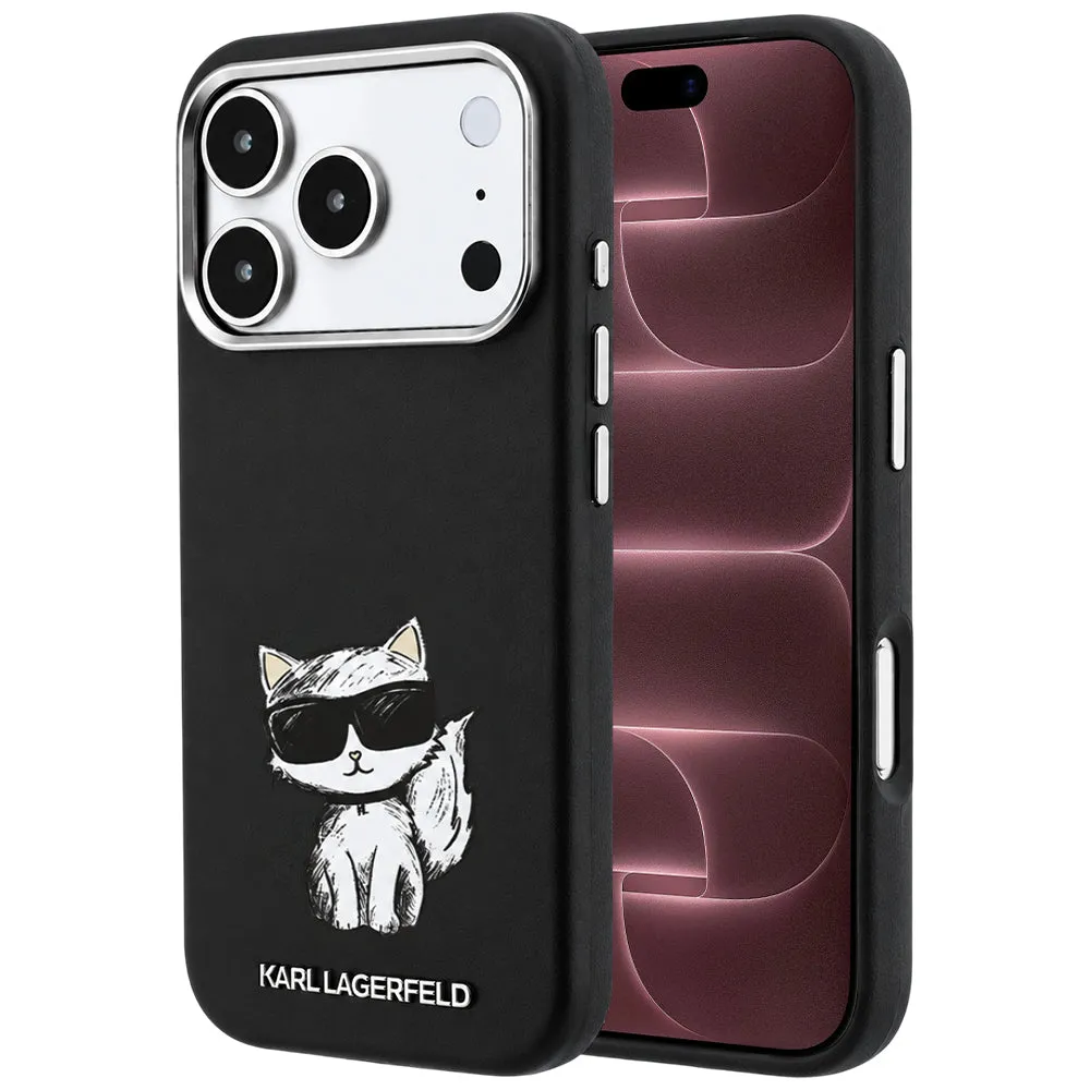 Custodia MagSafe per Apple iPhone 18 Pro Max / 17 Pro Max, Karl Lagerfeld, Smooth Choupette Sketch, Nera - immagine 1