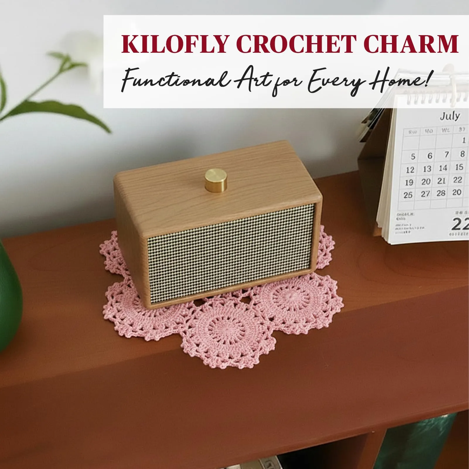 kilofly Confezione da 4 centrini in pizzo di cotone all'uncinetto, motivo floreale, 25,4 cm, colore: rosa - immagine 5