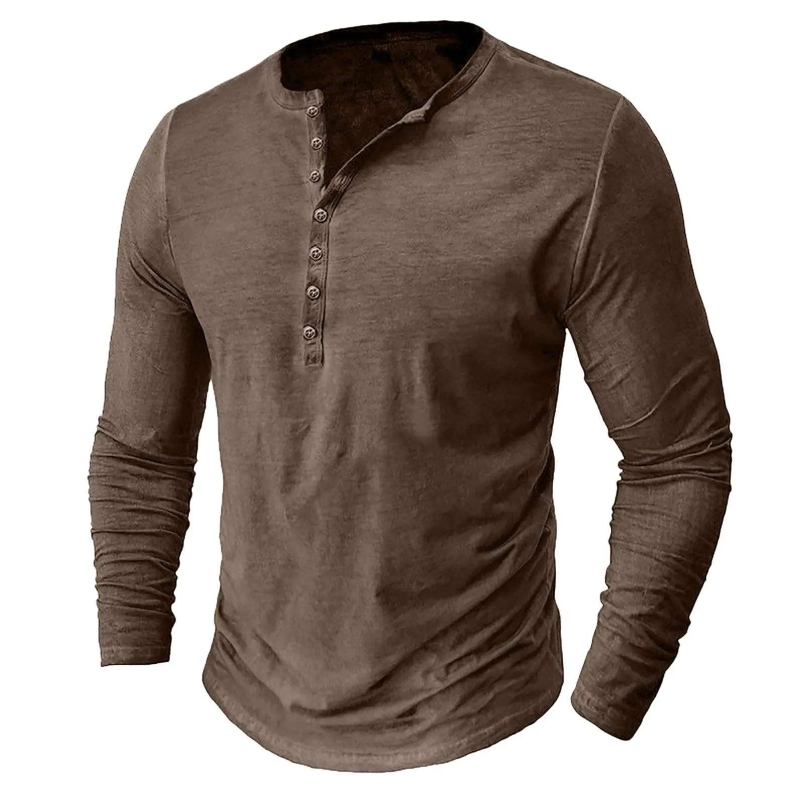 Mymyguoe Henley - Maglietta da uomo con bottoni, magliette a maniche lunghe, felpe, t-shirt in lino a maniche lunghe, polo, abbigliamento sportivo, canottiera, maglia funzionale, escursionismo, sport - immagine 1
