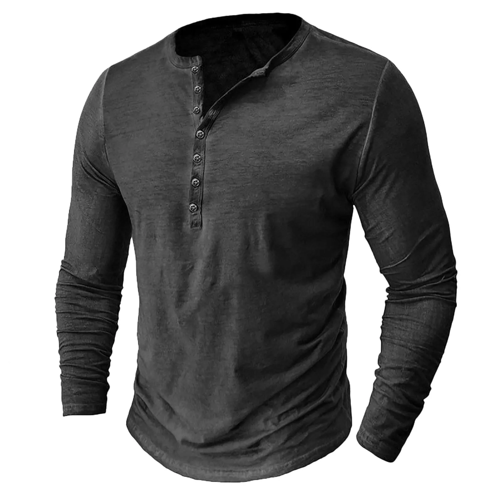 Mymyguoe Henley - Maglietta da uomo con bottoni, a maniche lunghe, felpe, magliette in lino a maniche lunghe, polo, abbigliamento sportivo, canottiera, maglia funzionale, escursionismo, sport all'aria - immagine 1