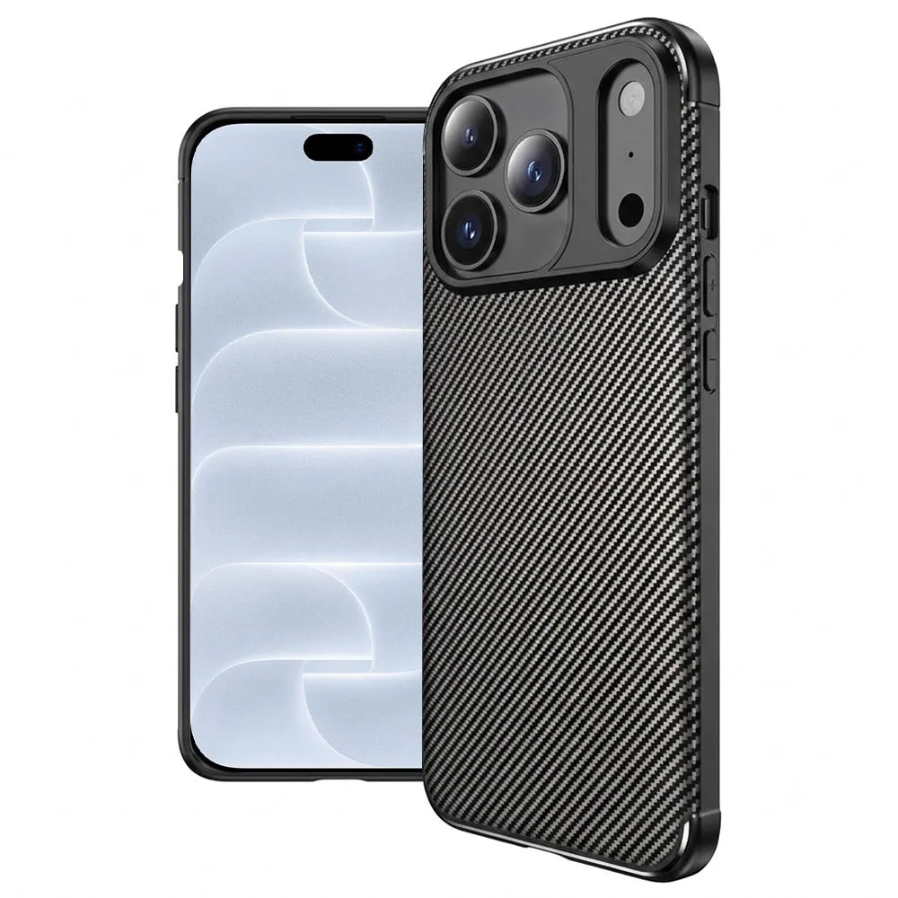Custodia per Apple iPhone 18 Pro / 17 Pro, Techsuit, CarbonFiber, nera - immagine 1