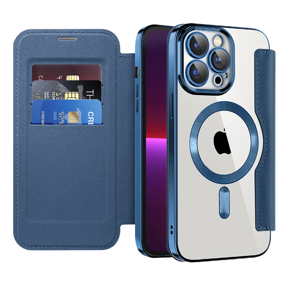 Custodia MagSafe per Apple iPhone 13 Pro, Techsuit, SmartMag Book, Blu - immagine 1
