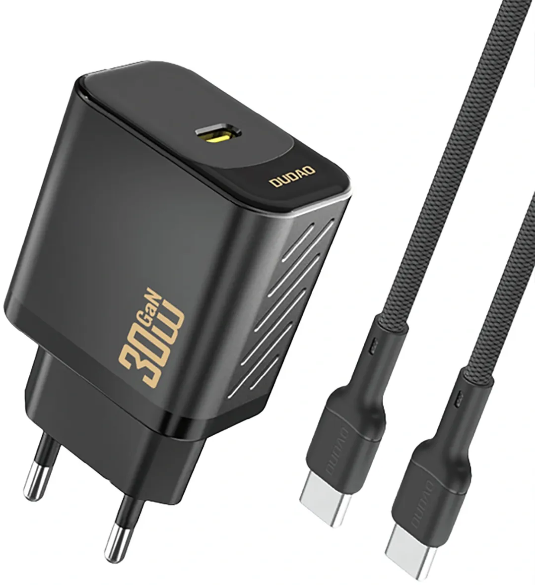 Caricatore da rete con cavo USB-C Dudao A27PCEU, 30W, 3A, 1 x USB-C, Nero - immagine 1