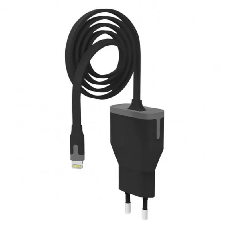 Caricatore da muro Muvit Apple Lightning MFI 2.4A 1m Nero - immagine 1