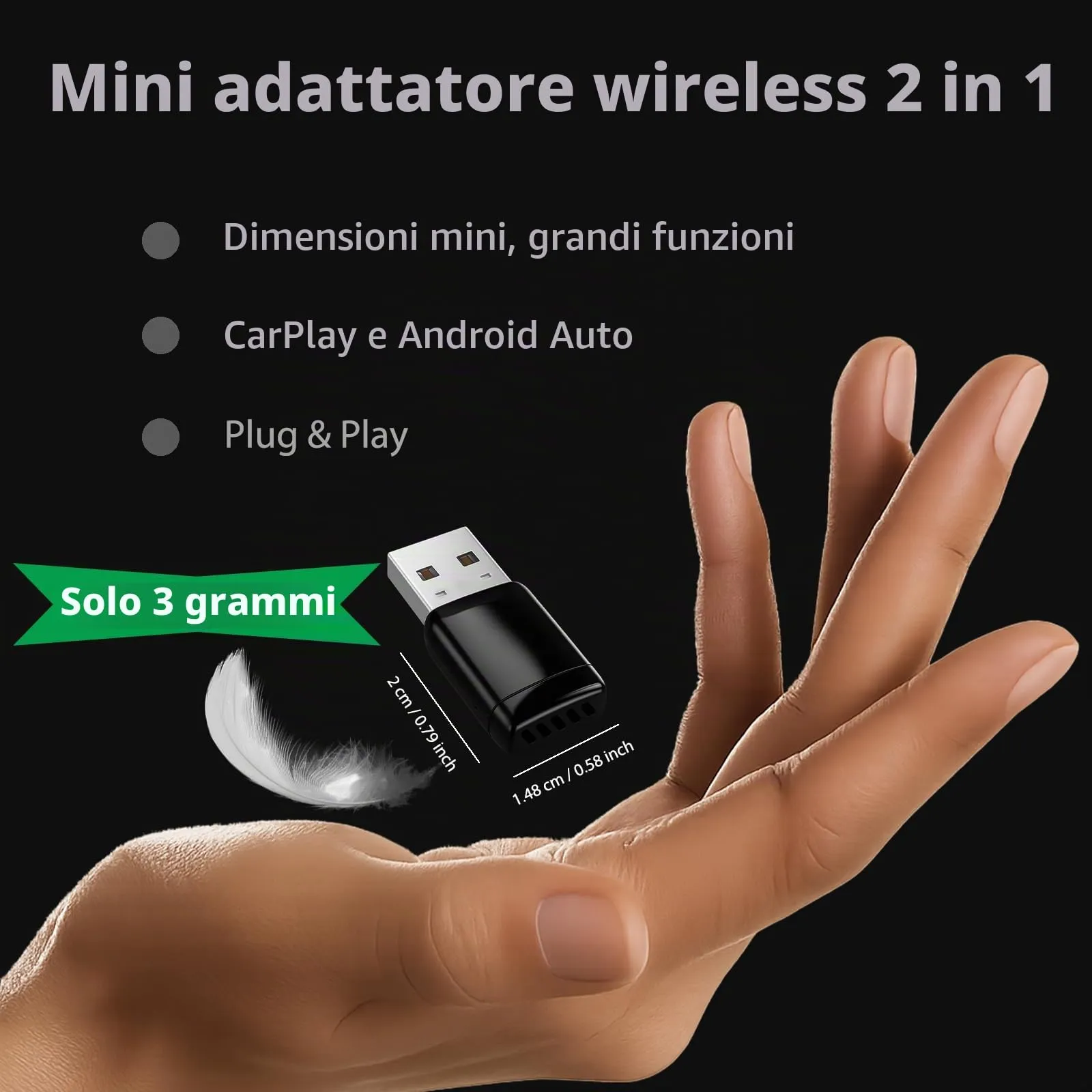 sunweyer Carplay Auto Super Mini S31 Adattatore Android Auto Wireless - immagine 2