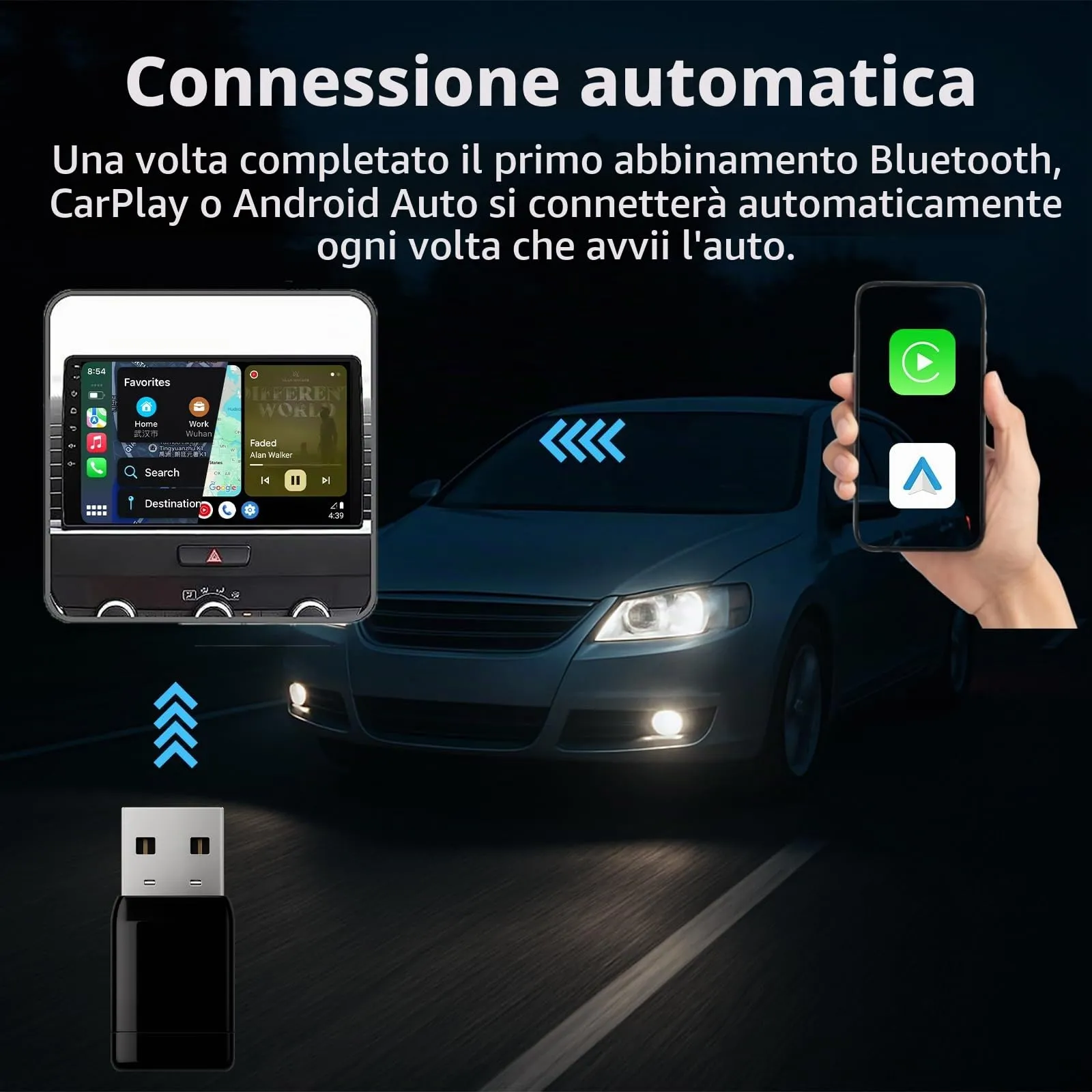 sunweyer Carplay Auto Super Mini S31 Adattatore Android Auto Wireless - immagine 4