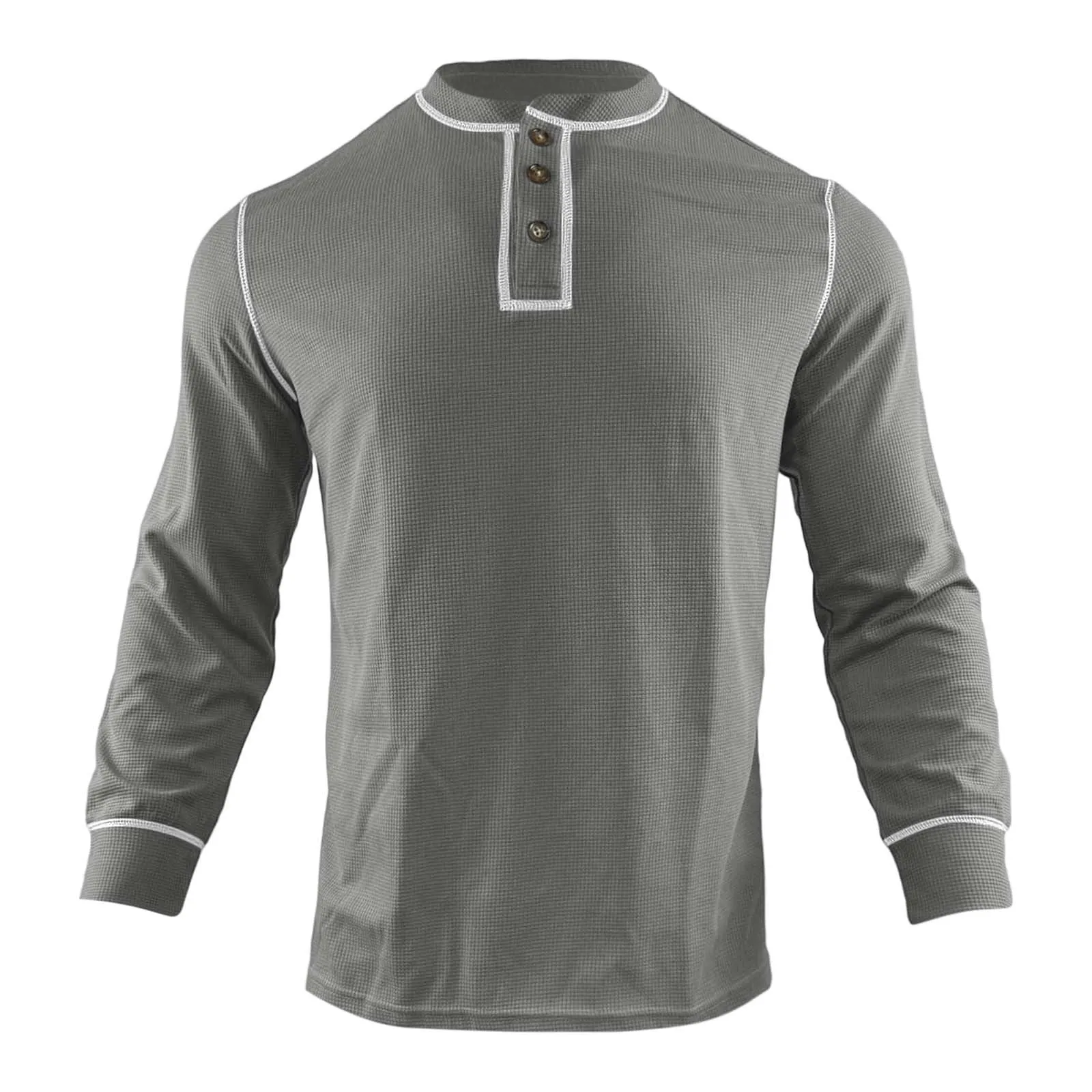 Mymyguoe Henley - Maglietta da uomo con bottoni, a maniche lunghe, felpe, magliette in lino a maniche lunghe, polo, abbigliamento sportivo, canottiera, maglia funzionale, escursionismo, sport all'aria - immagine 7
