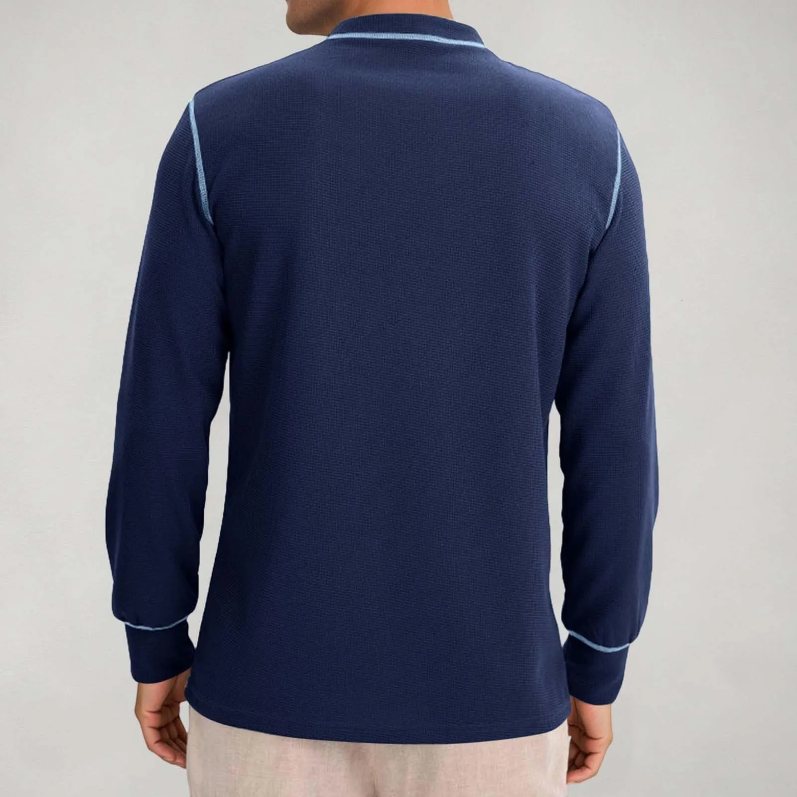 Mymyguoe Henley - Maglietta da uomo con bottoni, a maniche lunghe, felpe, magliette in lino a maniche lunghe, polo, abbigliamento sportivo, canottiera, maglia funzionale, escursionismo, sport all'aria - immagine 6