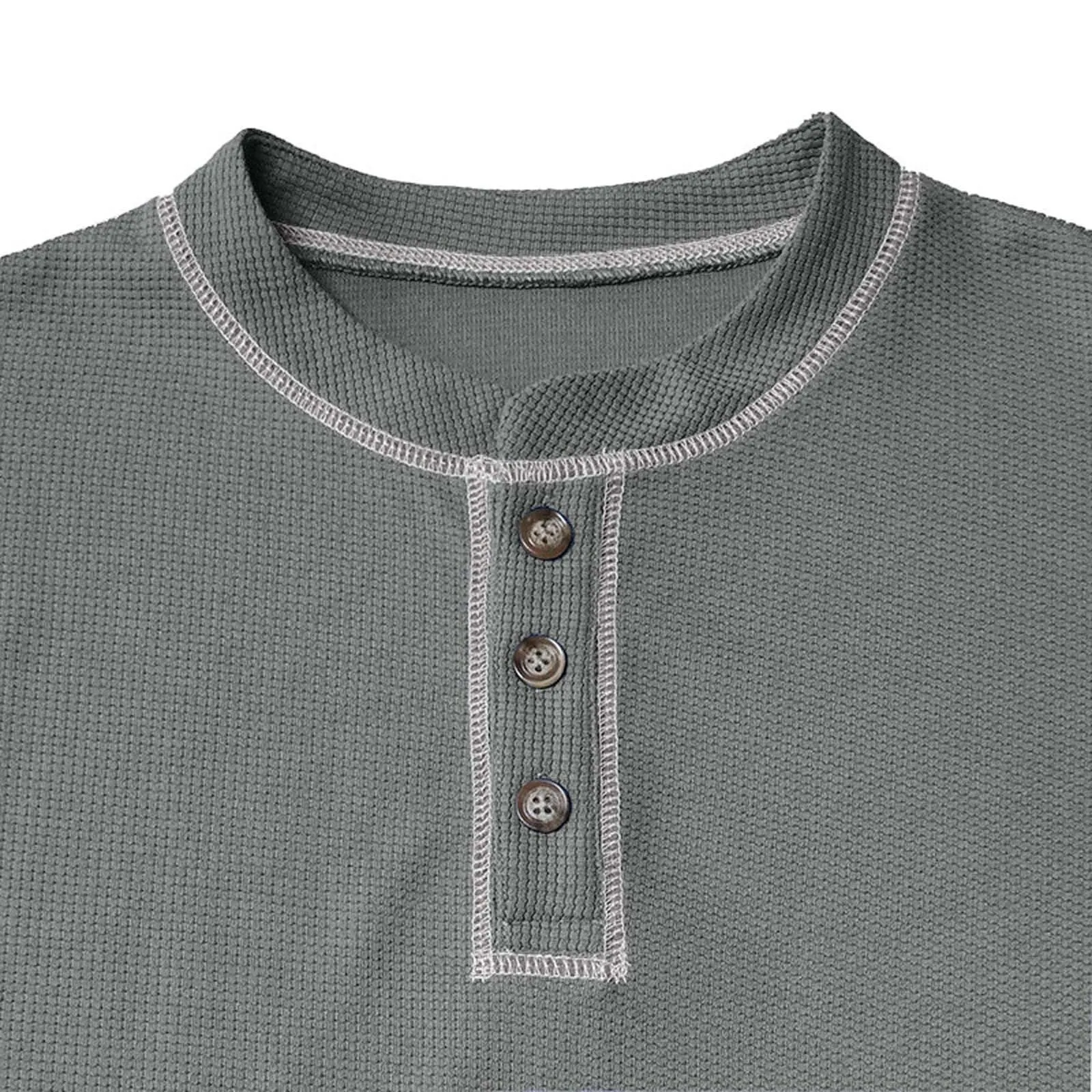 Mymyguoe Maglietta Henley da Uomo con Bottoni Magliette a Maniche Lunghe Felpe Magliette in Lino a Maniche Lunghe Polo Abbigliamento Sportivo Canottiera Maglia Funzionale Escursionismo Outdoor Sport - immagine 4
