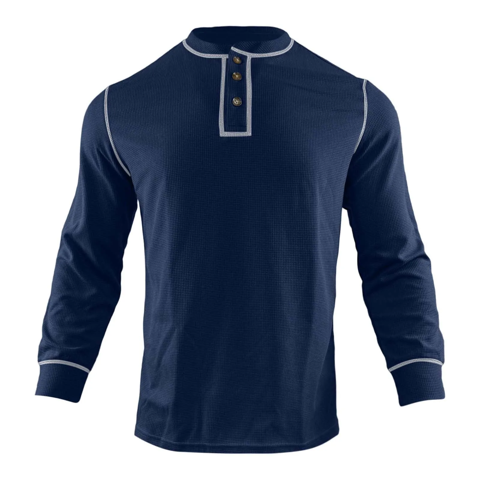 Mymyguoe Henley - Maglietta da uomo con bottoni, magliette a maniche lunghe, felpe, t-shirt in lino a maniche lunghe, polo, abbigliamento sportivo, canottiera, maglia funzionale, trekking, sport - immagine 7
