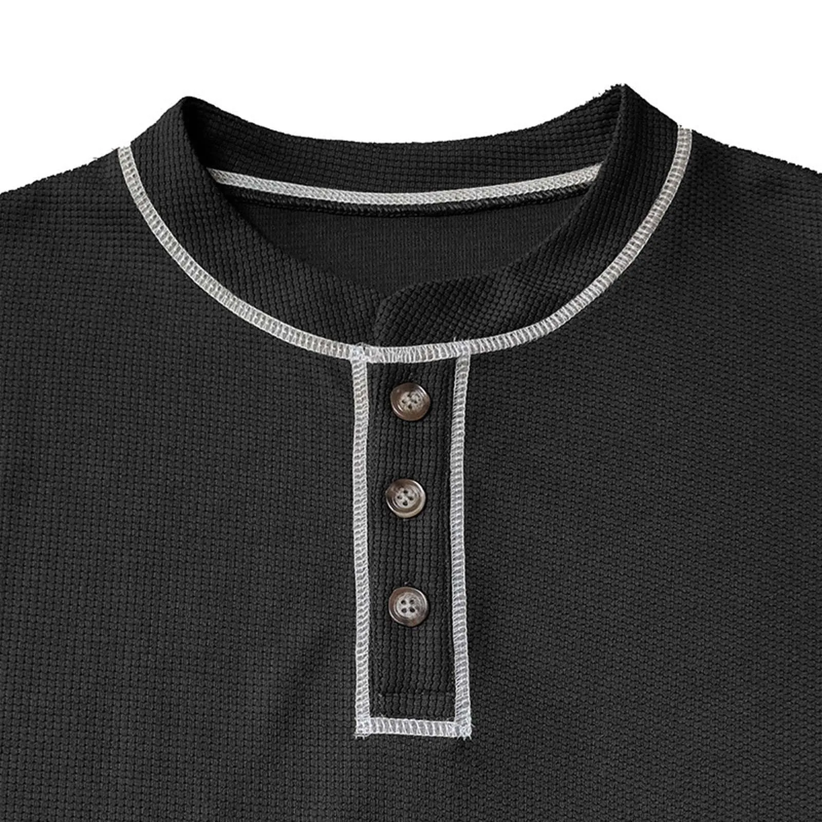 Mymyguoe Henley - Maglietta da uomo con bottoni, a maniche lunghe, felpe, magliette in lino a maniche lunghe, polo, abbigliamento sportivo, canottiera, maglia funzionale, escursionismo, sport all'aria - immagine 5
