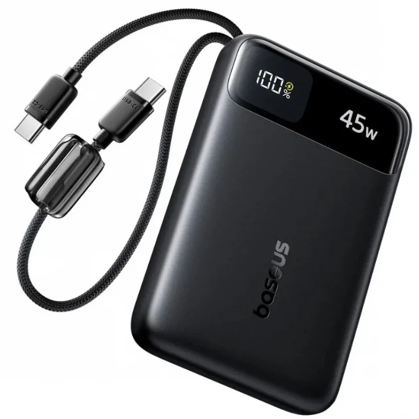 Batteria Esterna Baseus EnerFill FC11, 10000mAh, 45W, QC + PD, 1 x USB-A - 3 x USB-C, Nera E0031000 - immagine 1