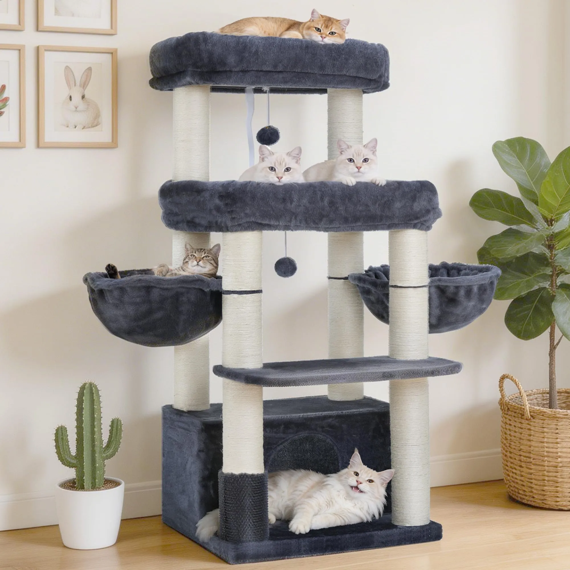 Hey-brother Tiragraffi per Gatti, Colonna sisal 8cm spessa, Cuccia, MPJ02G - immagine 1