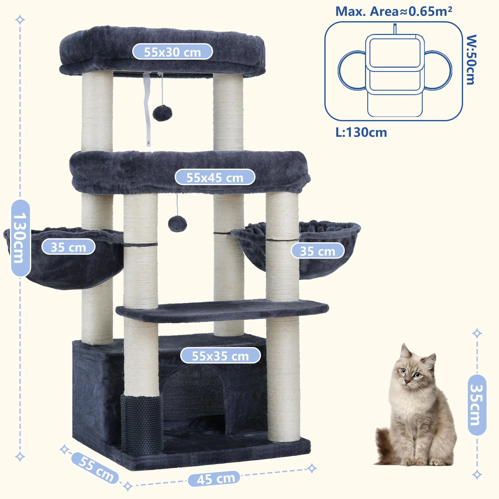 Hey-brother Tiragraffi per Gatti, Colonna sisal 8cm spessa, Cuccia, MPJ02G - immagine 8