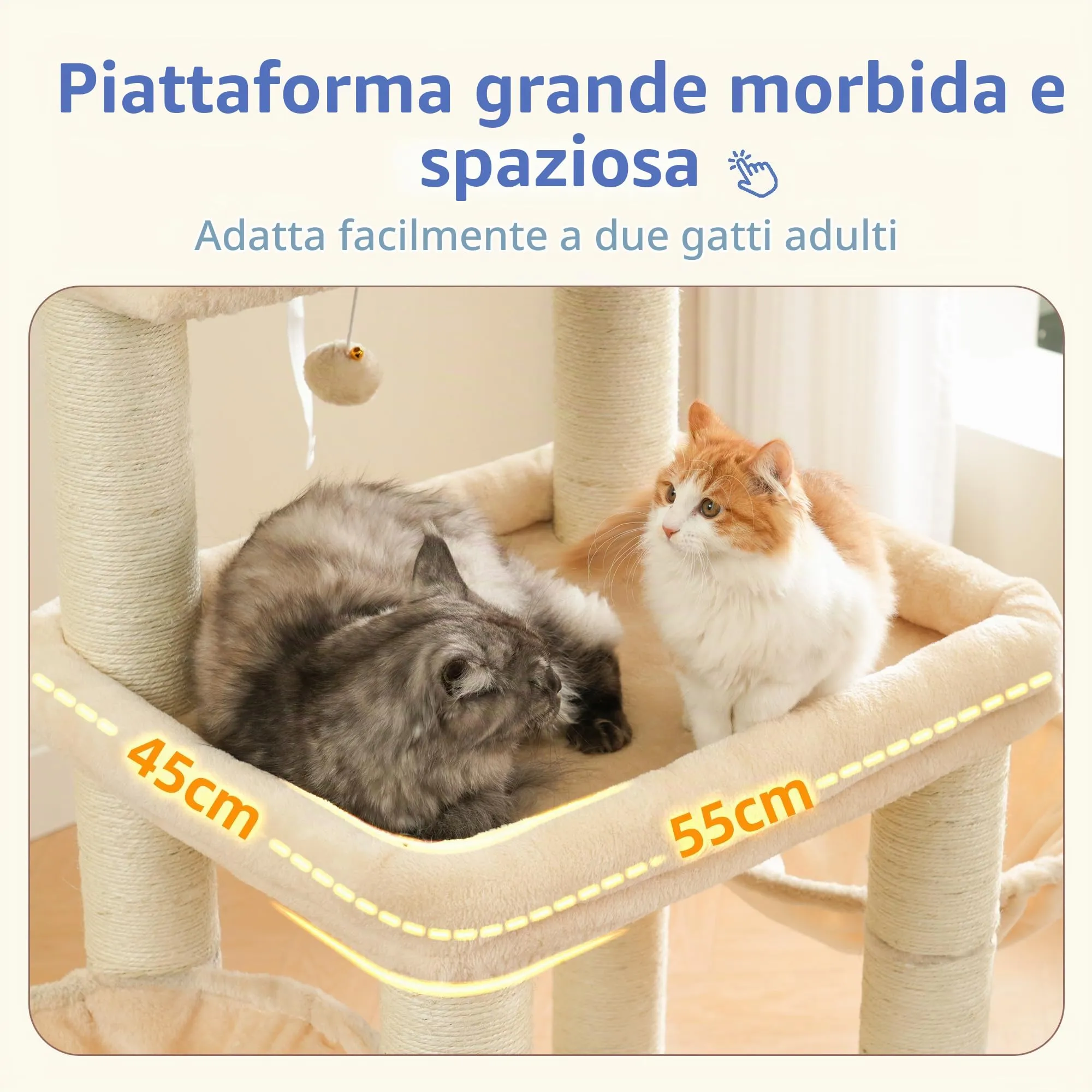 Hey-brother Tiragraffi per Gatti, Colonna sisal 8cm spessa, Cuccia, MPJ02M - immagine 3